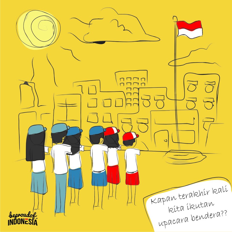  Gambar  Kartun  Orang  Sedang Upacara  Bendera Gambar  Gokil